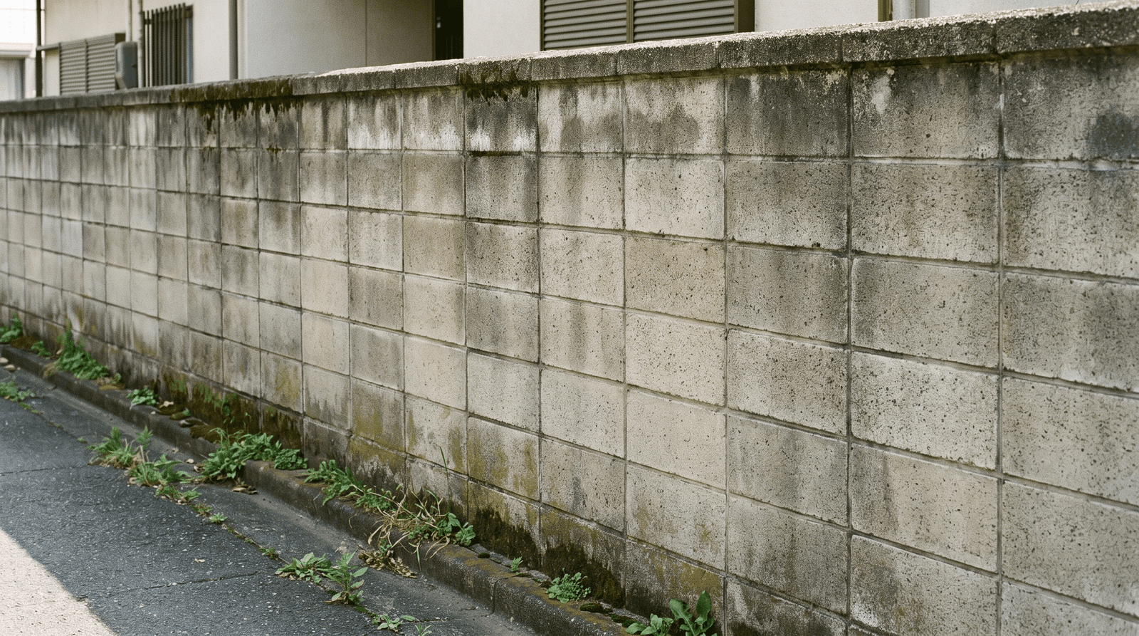 地震とブロック塀(傾き・ひび・鉄筋の点検)のイメージ